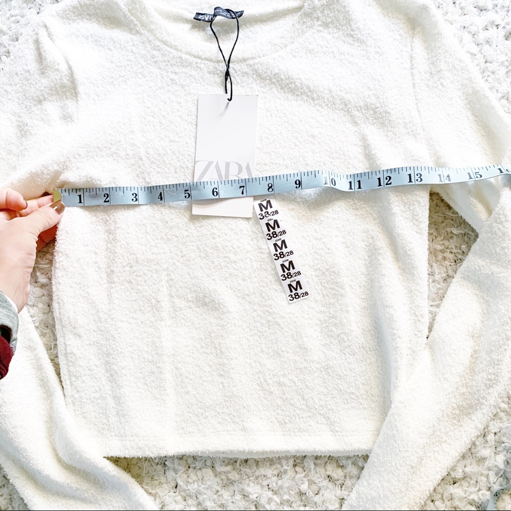 Zara White Textured Long Sleeve NWT - Picture 7 of 9